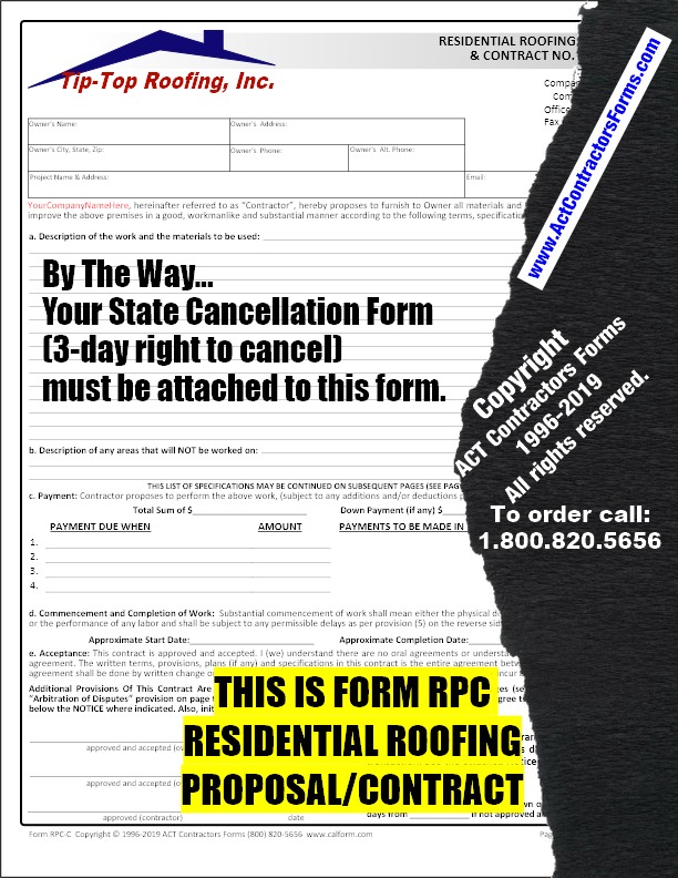 Residential Roofing Contract Forms